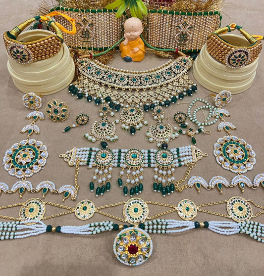 Rajwadi Kundan Bridal Rajputi Jewellery Combo Set-81618