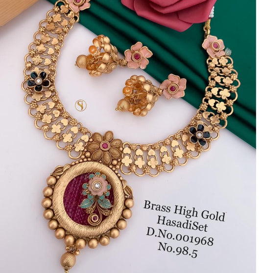 Antique Brass High Gold Combo Jewellery Set-81227