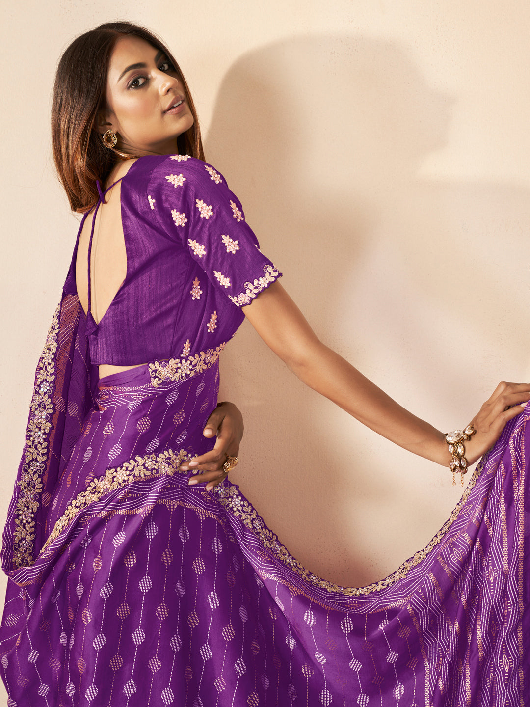 Jari Bhagalpuri Silk Traditional Saree In Purple-81498