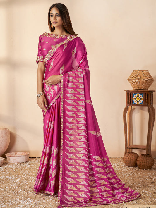 Jari Bhagalpuri Silk Traditional Saree In Pink-81500