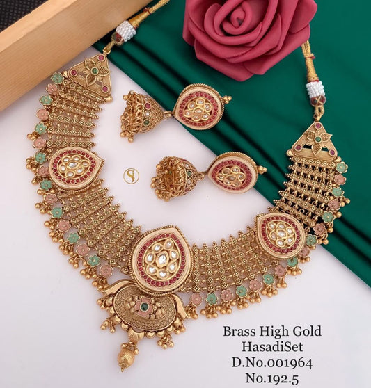 Antique Brass High Gold Combo Jewellery Set-81229