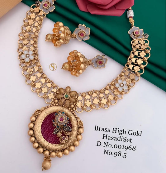 Antique Brass High Gold Combo Jewellery Set-81232