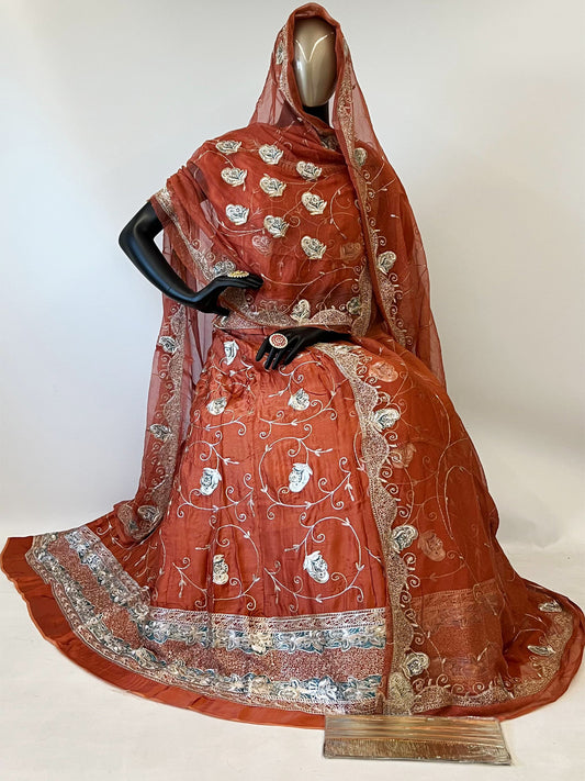 10 Kali Thakurji Pure Receiption Wedding Rajputi Poshak with Chanderi Work in Beige color-91397
