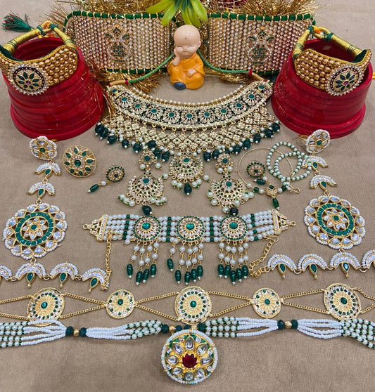 Rajwadi Kundan Bridal Rajputi Jewellery Combo Set-81619