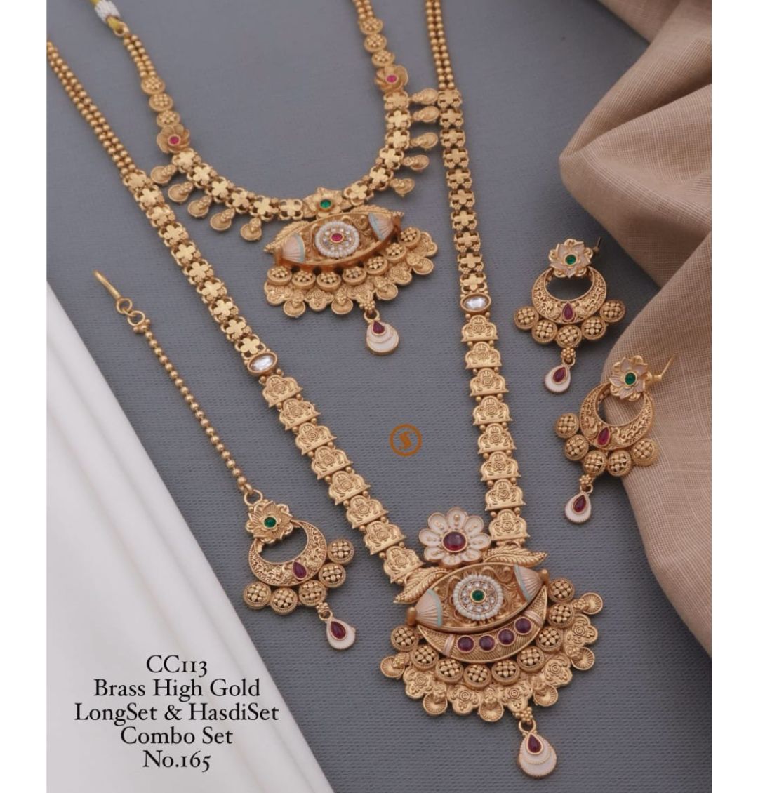 Antique Brass High Gold Combo Jewellery Set-81174