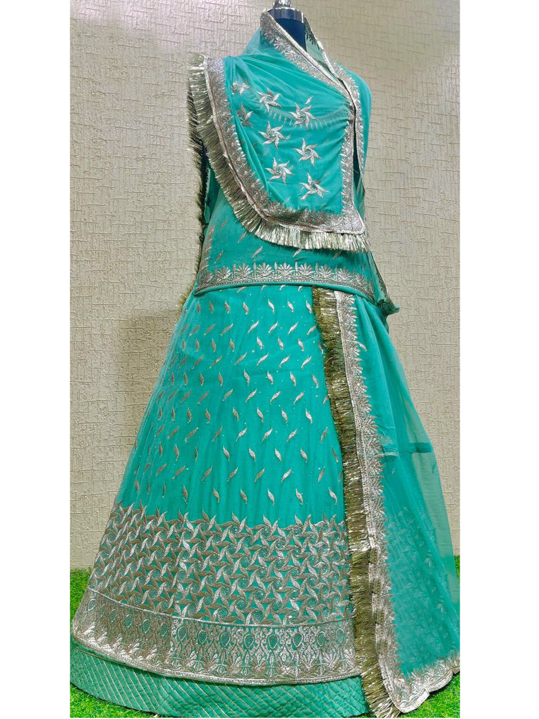 Humrahi Pure Wedding Sangeet Siroski Stone Work Rajputi Poshak In Blue Colour-60939