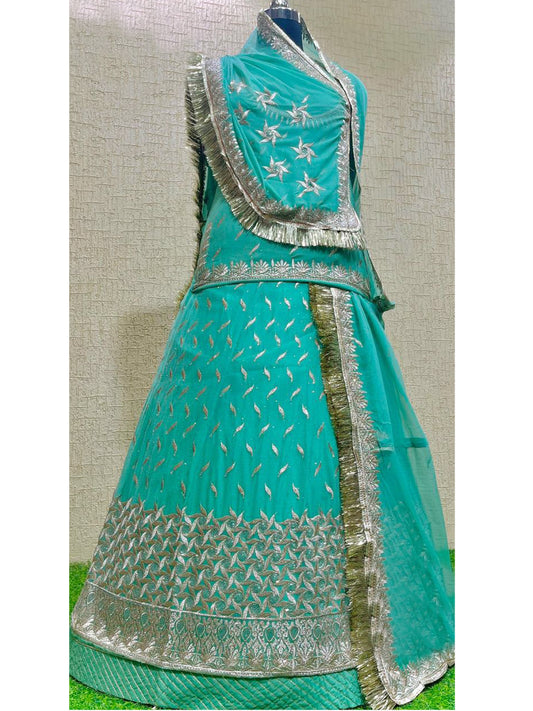 Humrahi Pure Wedding Sangeet Siroski Stone Work Rajputi Poshak In Blue Colour-60939