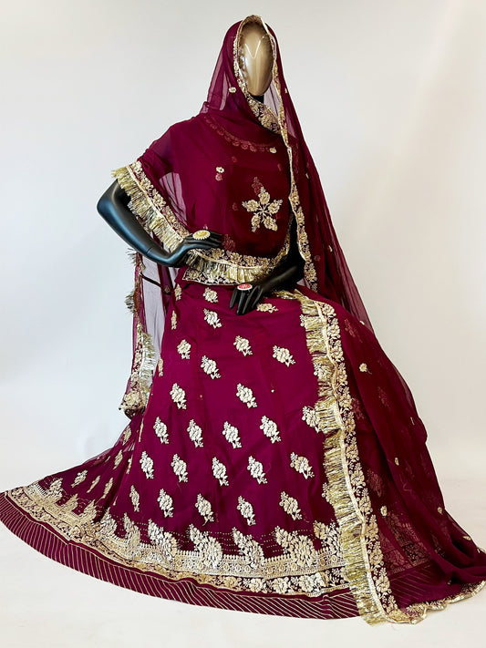 10 Kali Humrahi Pure Mehendi Sangeet Rajputi Poshak in Maroon Color-91351