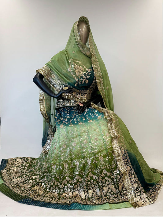 Double Shaded 40 Kali Gold Crash 3D Reception Rajputi Poshak-91333
