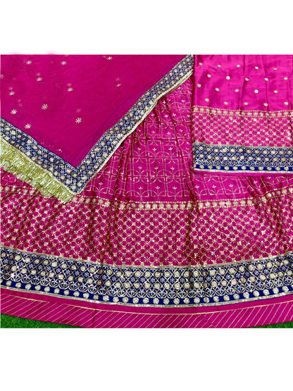 Satin and Hamrahi Mehendi festive kasab zari Work Rajputi Poshak In Pink Colour-60989