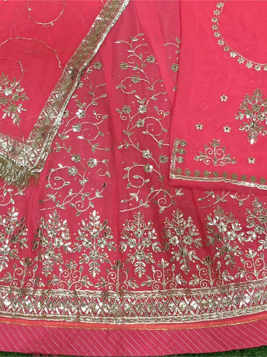 Gota Patti Half Pure Traditional Wedding Rajputi Poshak In Gajari Color-81951
