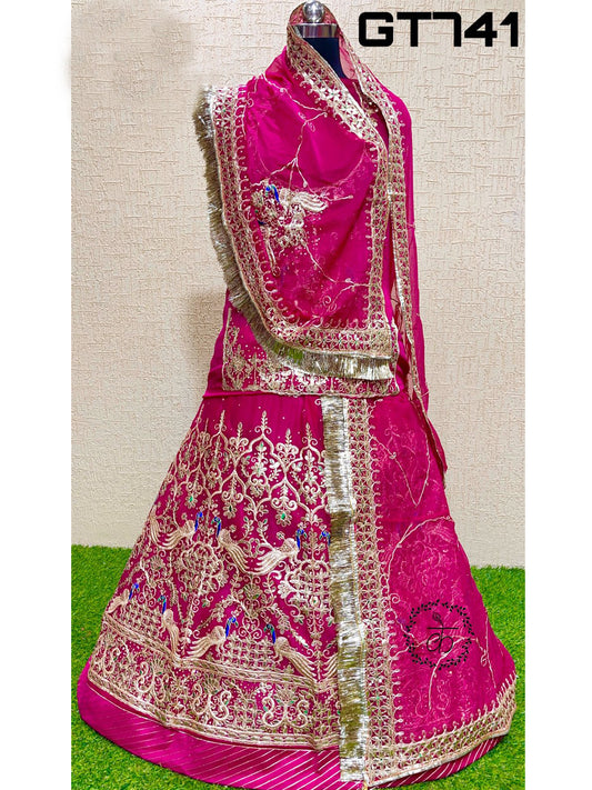 Humarai Pure wedding Sangeet Coding Zari work Rajputi Poshak In Pink Color-82006