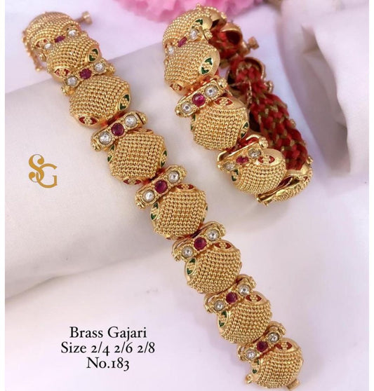 Designer Premium Quality Brass High Gold Openable Gajari/Nogri /Bangles Set-81314