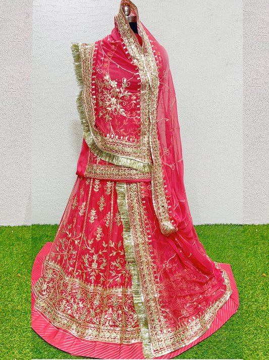 Gotta Patti Humrahi Pure Wedding Sangeet Rajputi Poshak In Red Color-81832