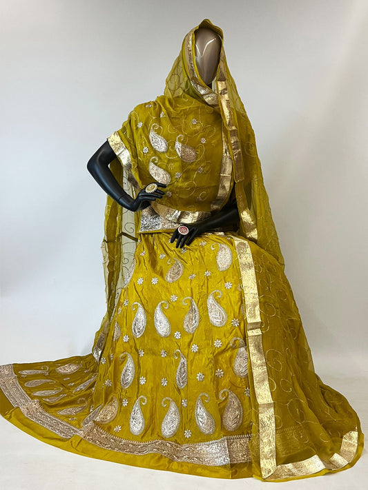 10 Kali Thakurji Pure Mehendi Sangeet Rajputi Poshak In Green color-91358