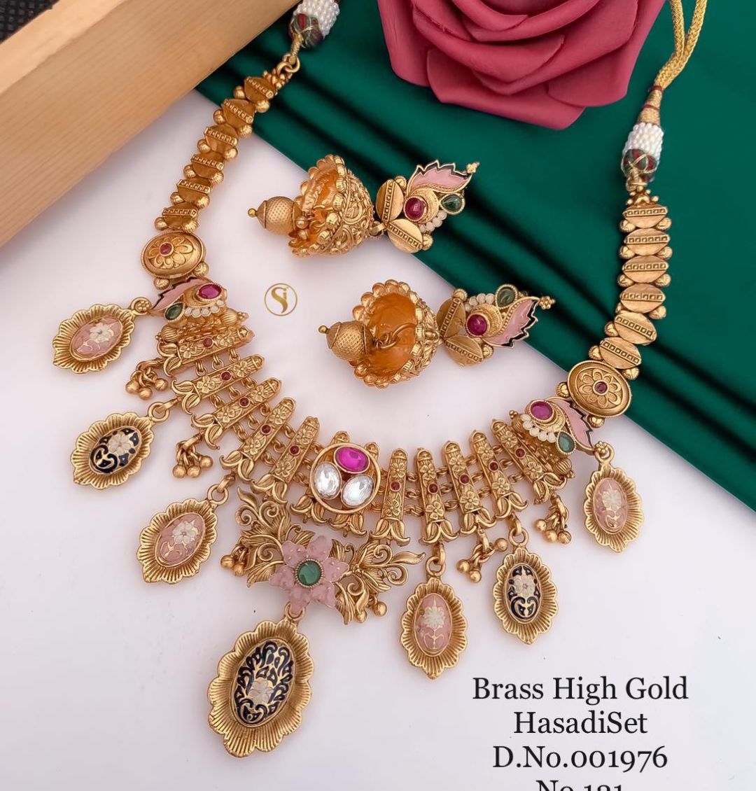 Antique Brass High Gold Combo Jewellery Set-81237