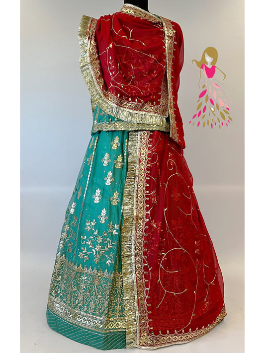 Humarai Pure wedding Sangeet Gotta Patti work Rajputi Poshak In Blue Color-82041