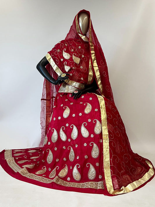 10 Kali Thakurji Pure Mehendi Sangeet Rajputi Poshak In Red color-91359