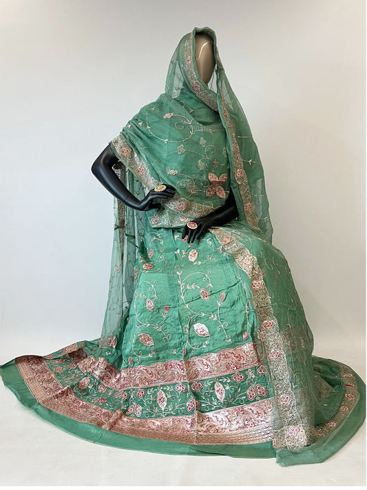 10 Kali Thakurji Pure Receiption Rajputi Poshak with Chanderi Work -91327