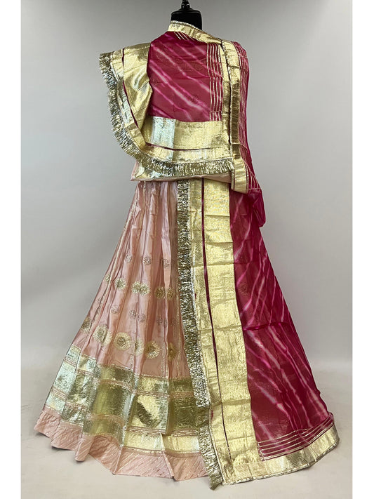 Heavy Satin 5 Meter full Gher Premium quality Leheriya Rajputi Poshak-91438