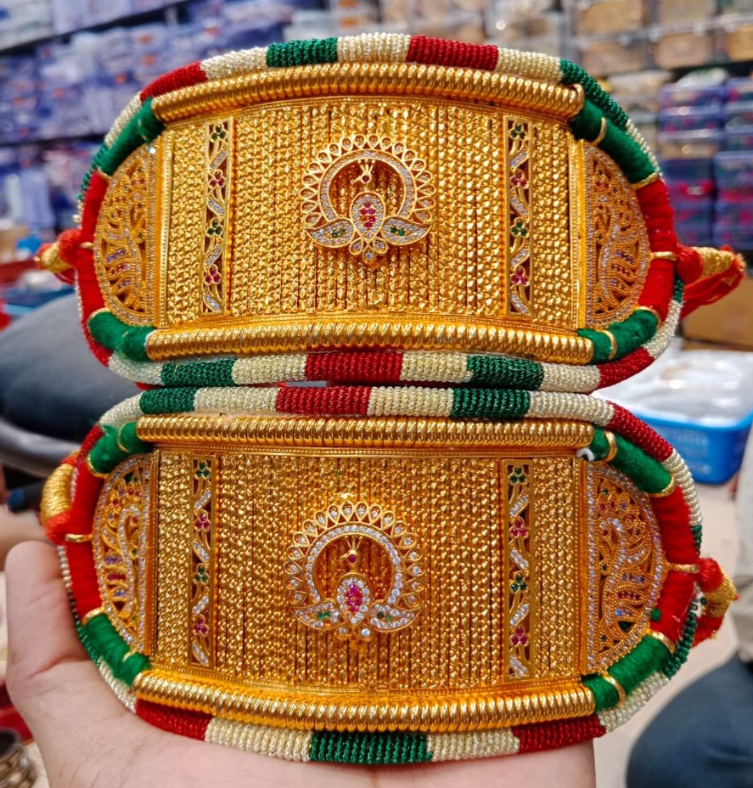 High Gold Plated Traditional Bajuband/Rajputi Baju/Rajwadi Baju Without Loom-81334