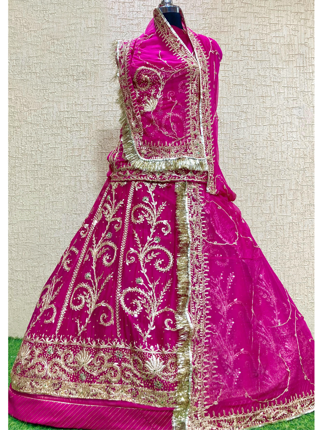 Humrahi Pure Wedding Sangeet Gota Patti Work Rajputi Poshak In Pink Colour-61079