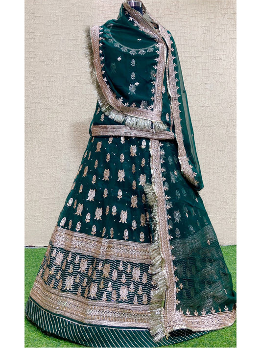 Half Pure Festive Zari Work Rajputi Poshak In Green Colour-61002
