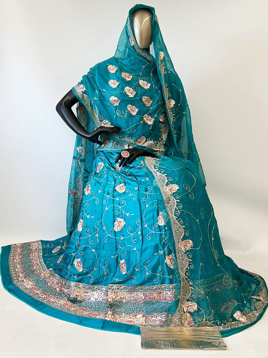 10 Kali Thakurji Pure Receiption Wedding Rajputi Poshak with Chanderi Work in Blue color-91398
