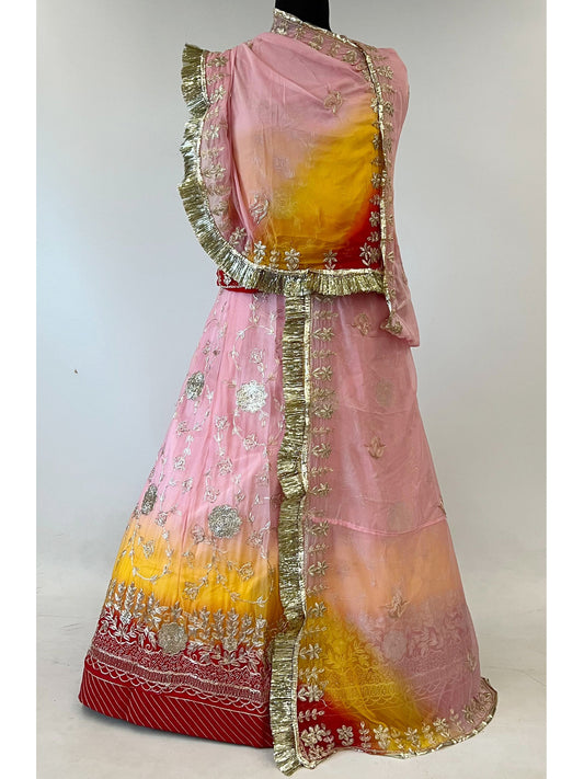 10 Kali Humrahi Pure Receiption Wedding Rajputi Poshak with Chanderi Work-91444