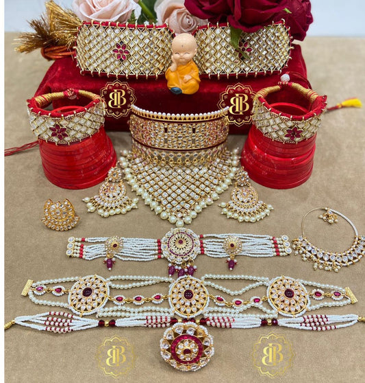 Rajwadi Kundan Pearl Rajputi Jewellery Set-60974