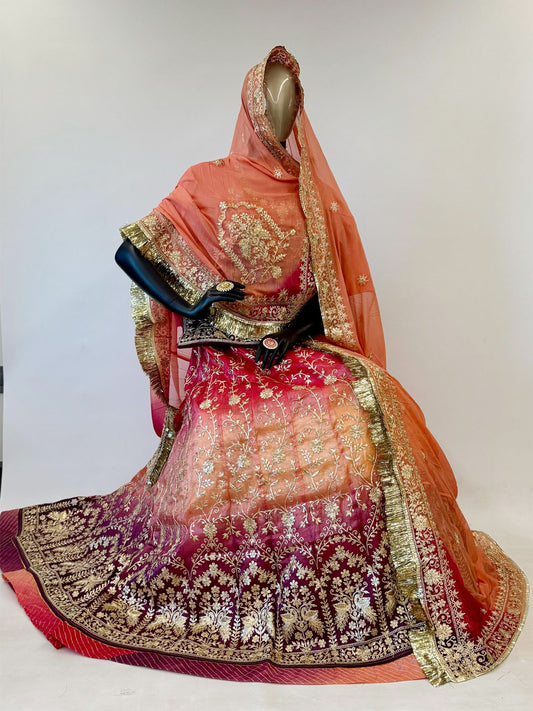 Double Shaded 40 Kali Gold Crash 3D Reception Rajputi Poshak-91334