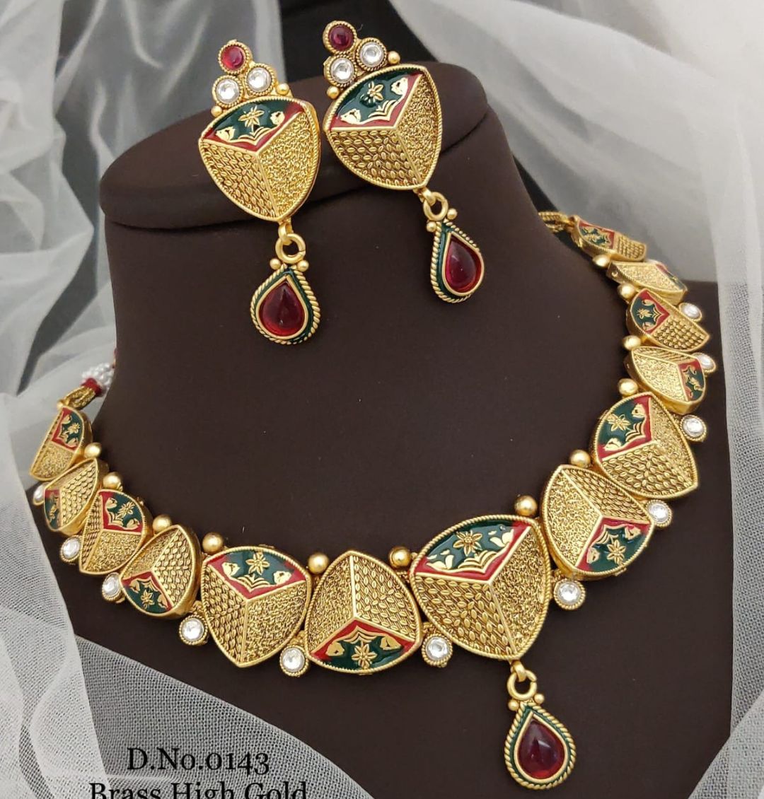 Antique Brass High Gold Combo Jewellery Set-81475