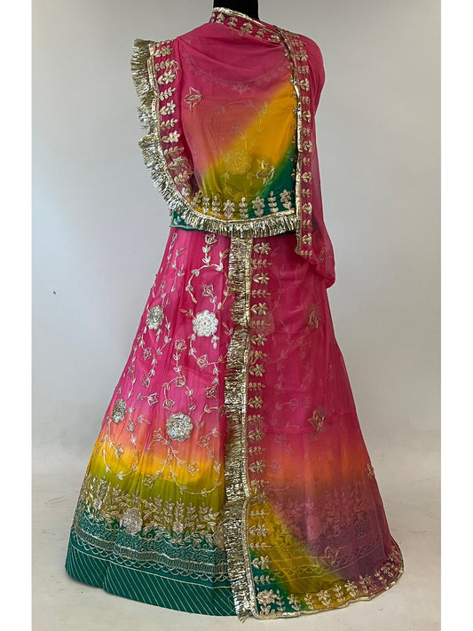 10 Kali Humrahi Pure Receiption Wedding Rajputi Poshak with Chanderi Work-91443