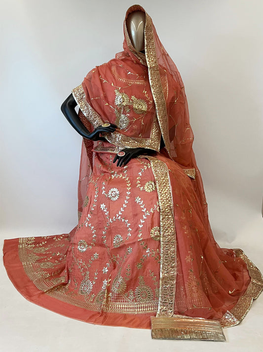 10 Kali Thakurji Pure Receiption Wedding Rajputi Poshak with Chanderi Work in Beige color-91391