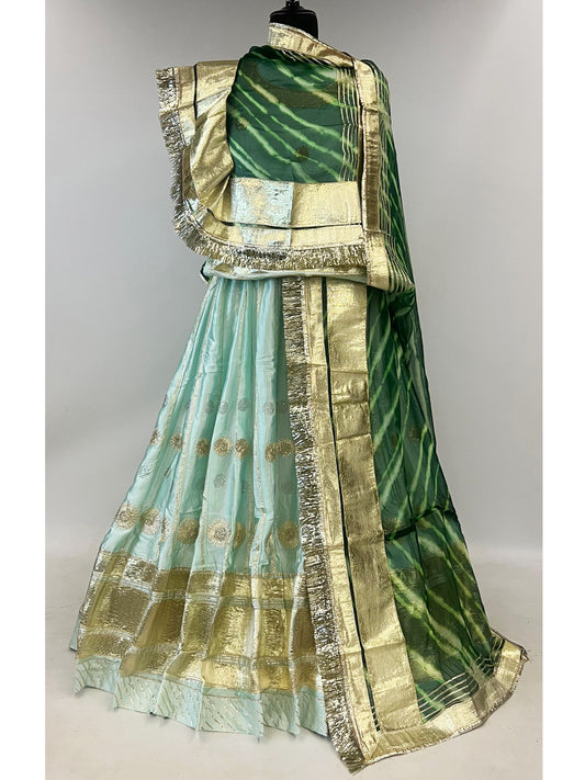 Heavy Satin 5 Meter full Gher Premium quality Leheriya Rajputi Poshak-91437