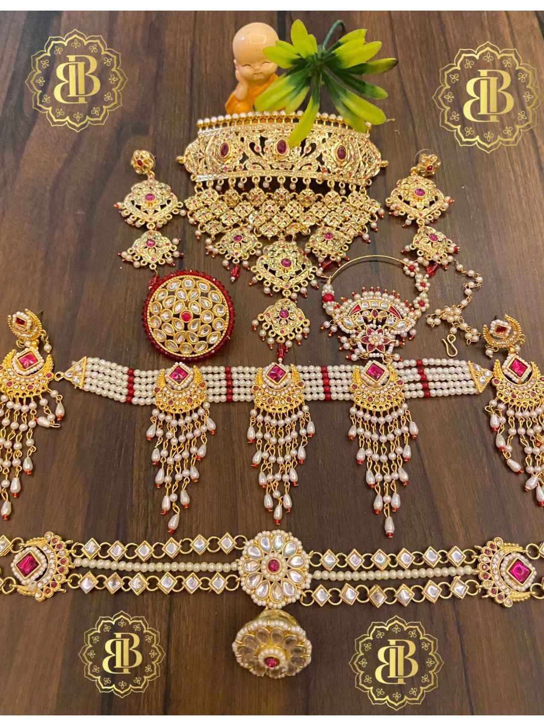 Gold Rajwadi Mini Rajputi Jewellery Set-30982