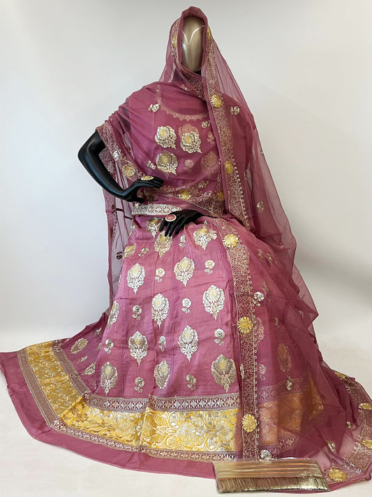 10 Kali Thakurji Pure Receiption Rajputi Poshak with Chanderi Work in Brown color-91377