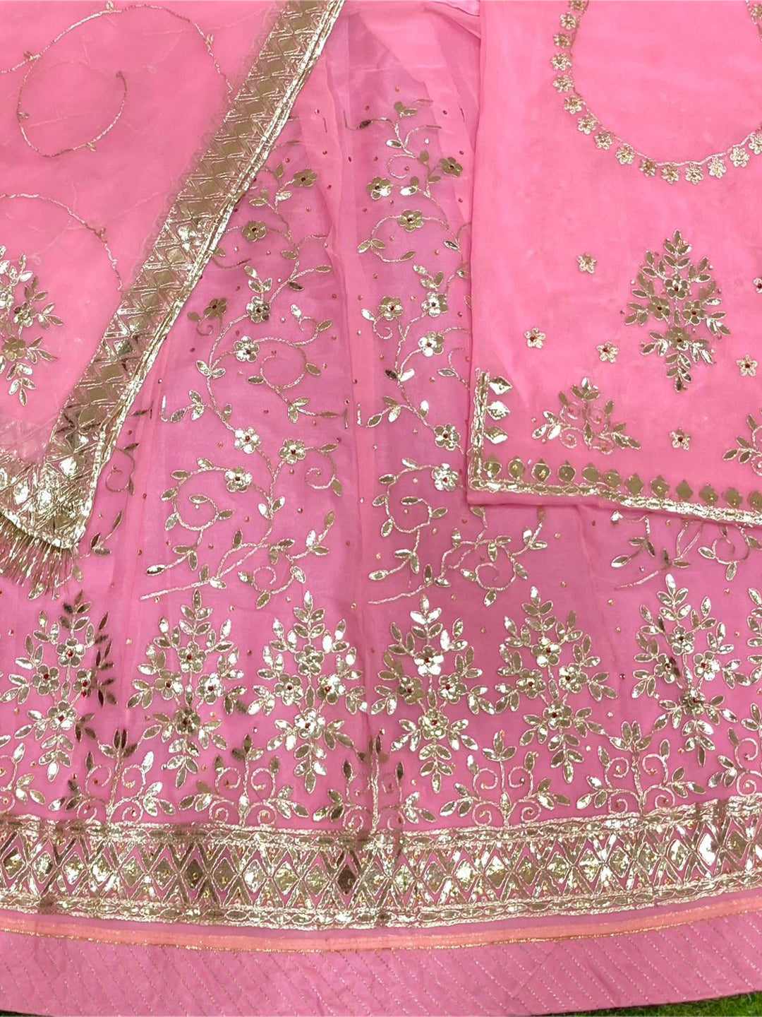 Gota Patti Half Pure Traditional Wedding Rajputi Poshak In Light Pink Color-81952