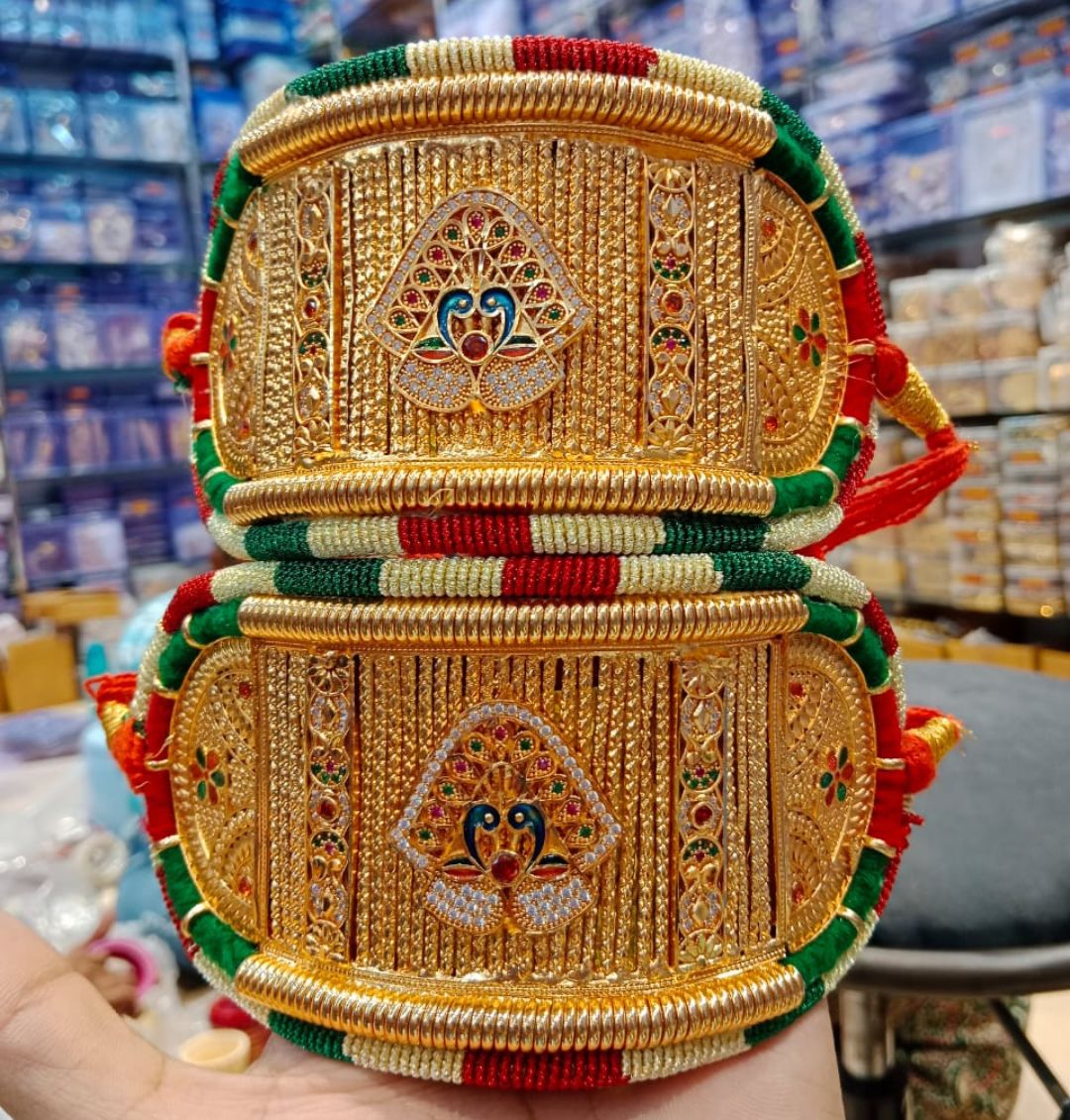 High Gold Plated Traditional Bajuband/Rajputi Baju/Rajwadi Baju Without Loom-81335