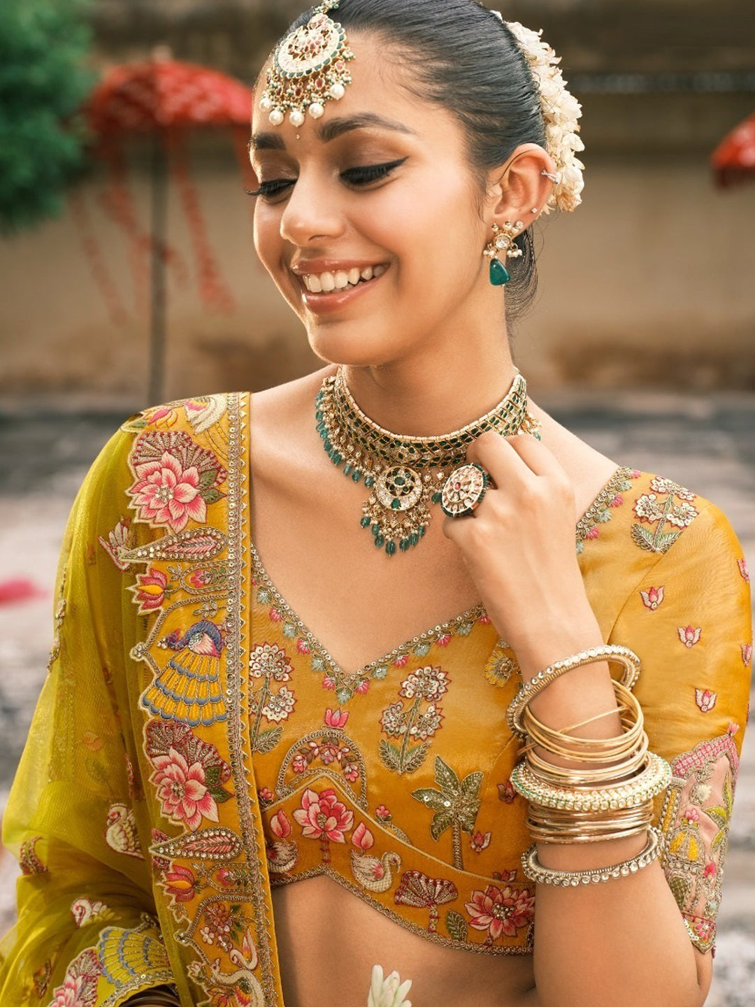 Silk Traditional Reception Wedding Lehenga In Orange color-41107