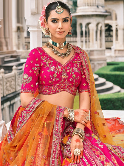Silk Traditional Reception Wedding Lehenga In Orange color-41108