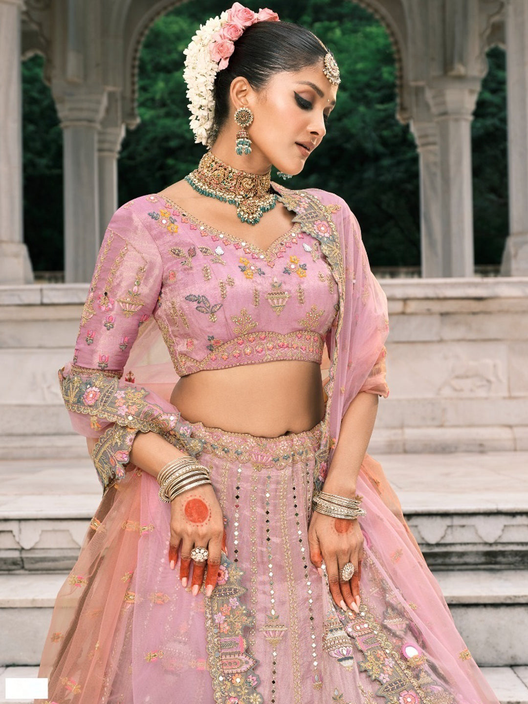 Silk Traditional Reception Wedding Lehenga In Pink color-41114