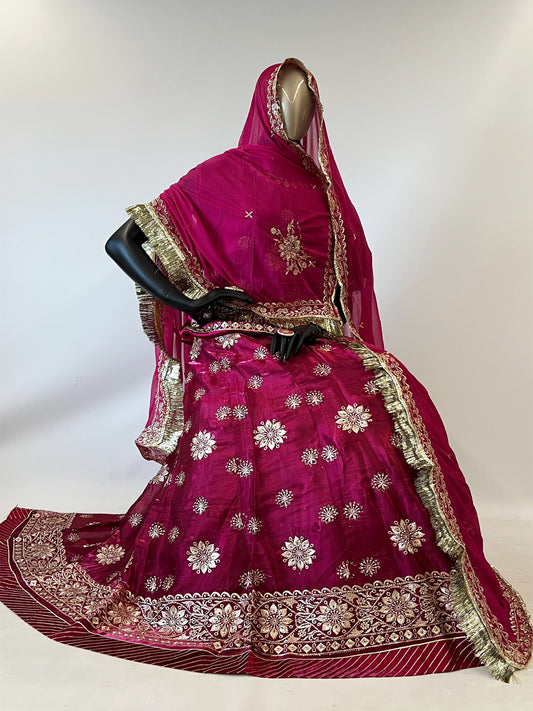 10 Kali Jimmi Choo Receiption Wedding Rajputi Poshak with Serski Work in Pink color-91418