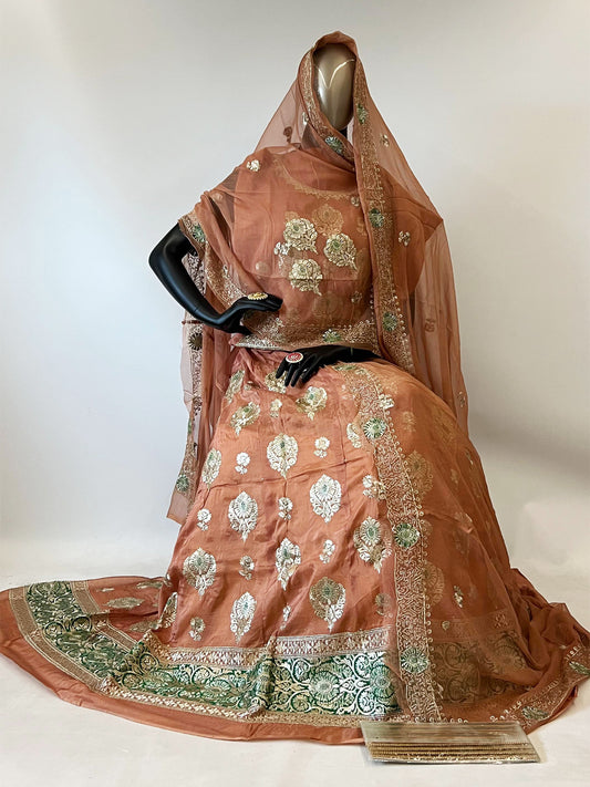 10 Kali Thakurji Pure Receiption Rajputi Poshak with Chanderi Work in beige color-91376