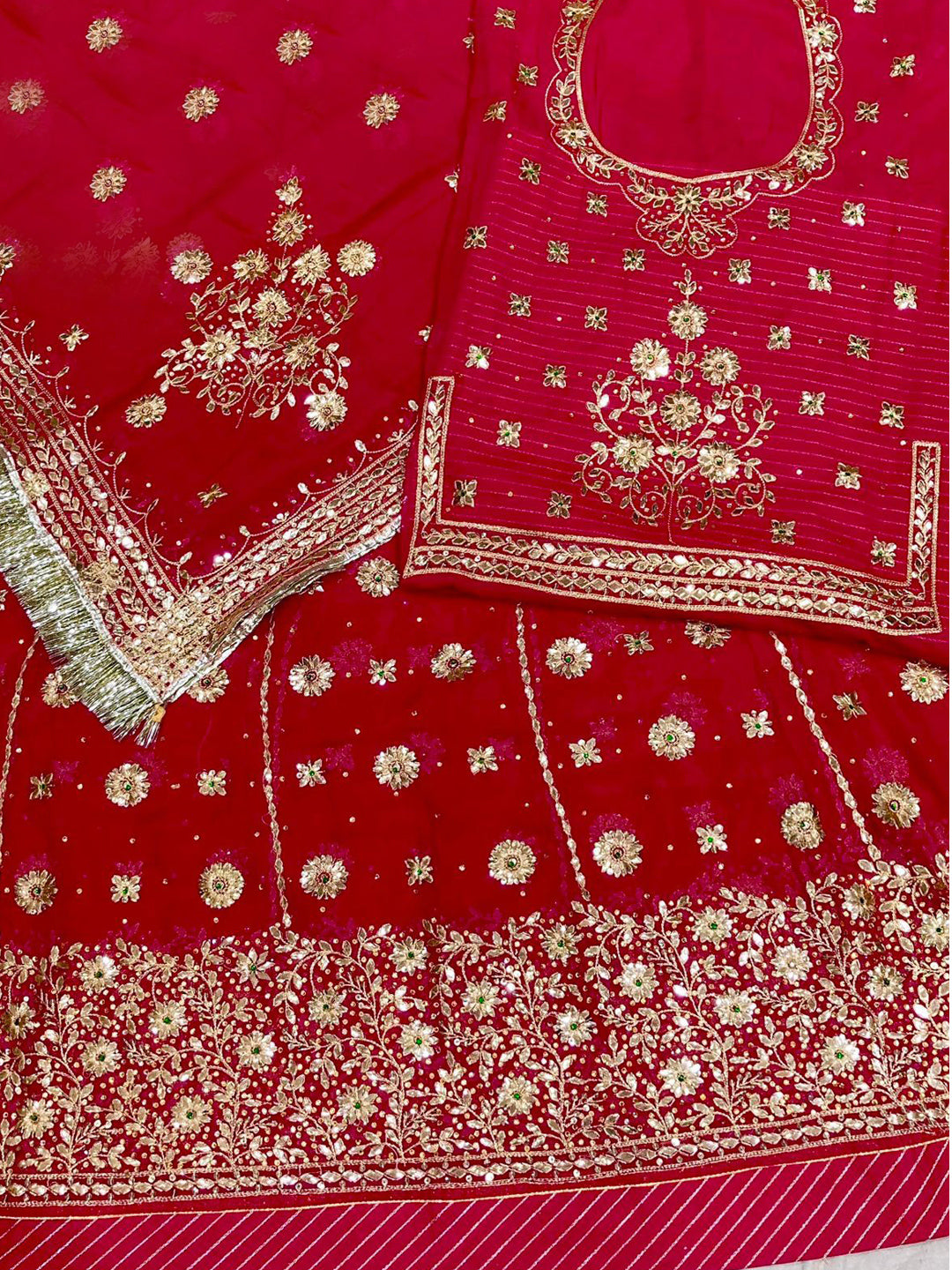 Copper Zari Humarahi Pure Wedding Sangeet Rajputi Poshak In Red Color-61052