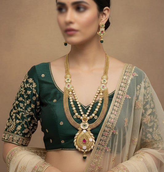 Rani Haar Brass High Gold Antique Jewellery Set-20157