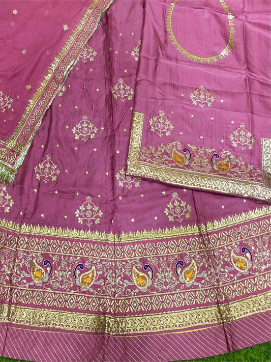 Upada Silk Traditional Wedding Rajputi Poshak with Gotta Patti Foiling Zari work In Light Pink Color-81956