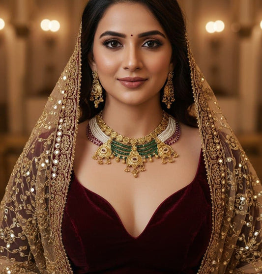 Necklace Brass High Gold Antique Combo Jewellery Set-20106