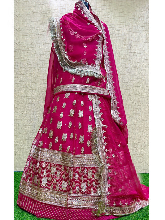 Half Pure Festive Zari Work Rajputi Poshak In Pink Colour-60971