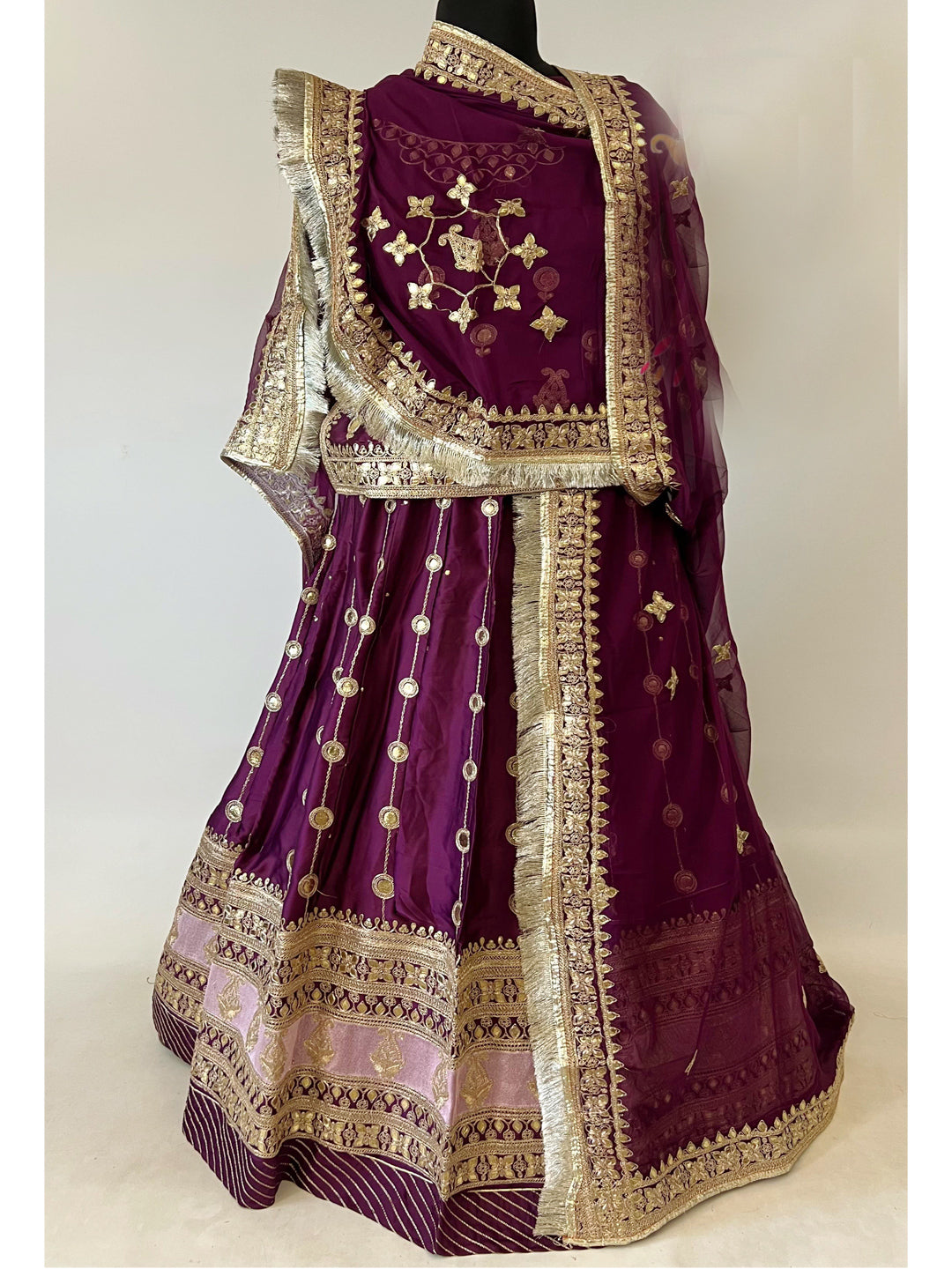 24 Kali Full Gher Satin Traditional Rajputi Poshak with Codding Work In Purple color-91043